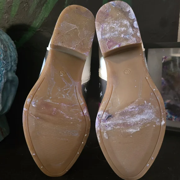 HANDCRAFTED Upcycle Cowgirl Boots HANDPAINTED Ankle Boots Block Heel Shoes 9.5 - Picture 16 of 16